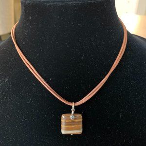 18" Pendant Necklace on a double strand leather cord